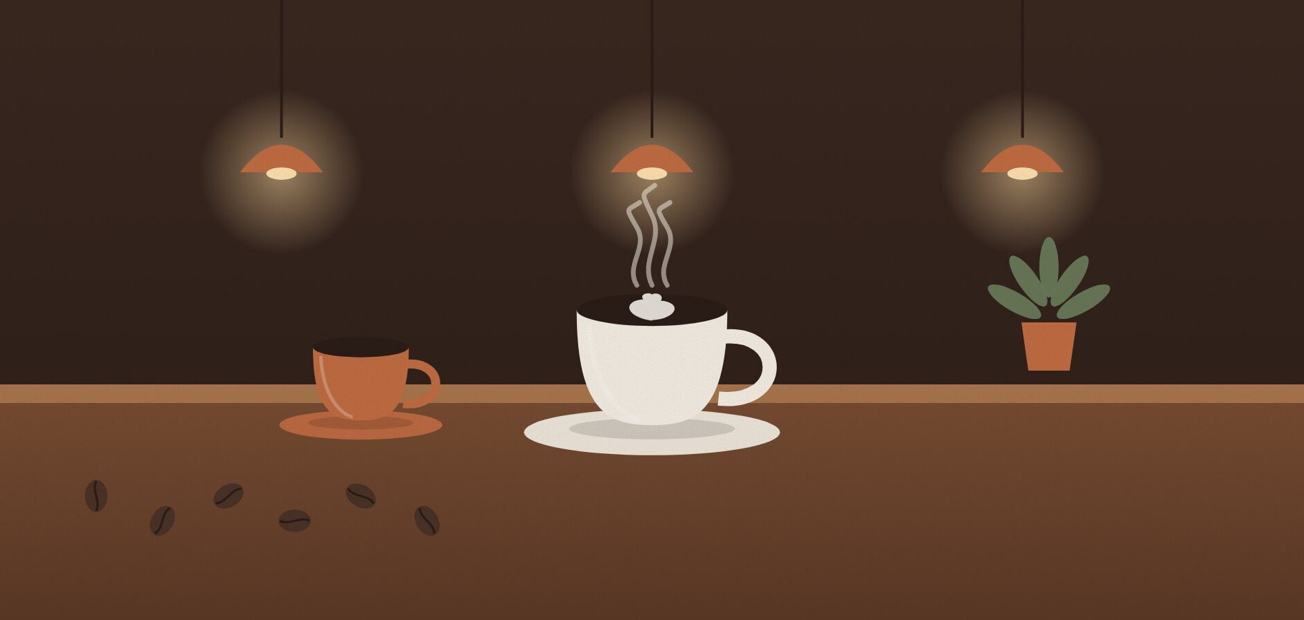 Kávézó pult gőzölgő cappuccinóval